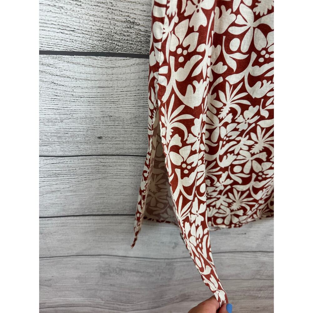 Marine Layer Women's Ryan Cream Rust Floral Hemp Midi Slip Skirt Size 0 - Picture 3 of 12